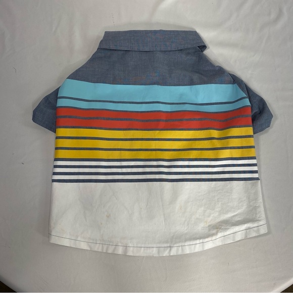 Top Paw Blue ,Red & Yello Striped Doggy Camp Shirt- X-Large - Picture 2 of 7